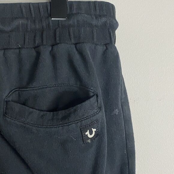 TRUE RELIGION Mens Black Welt Pocket Jogger Sweatpants Size L Drawstring Logo - Picture 6 of 11